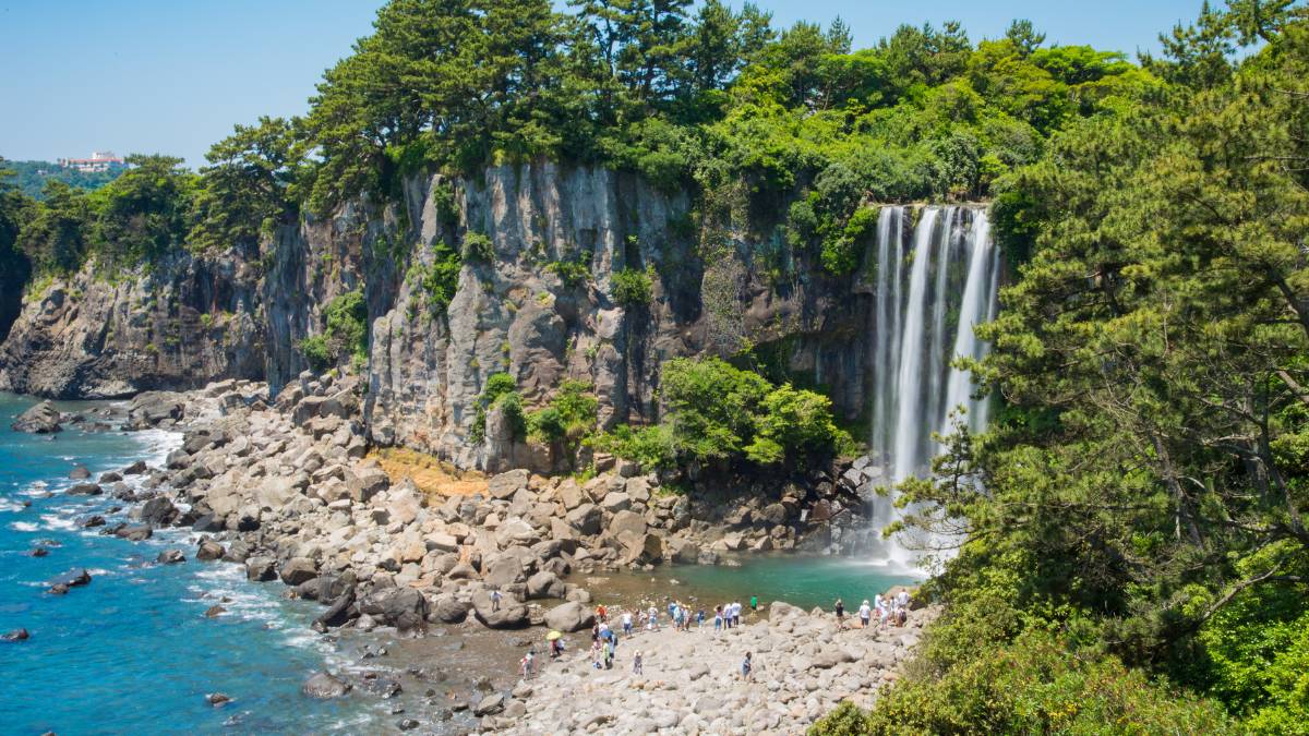 Jeongbang Waterfalls in Jeju Island, South Korea